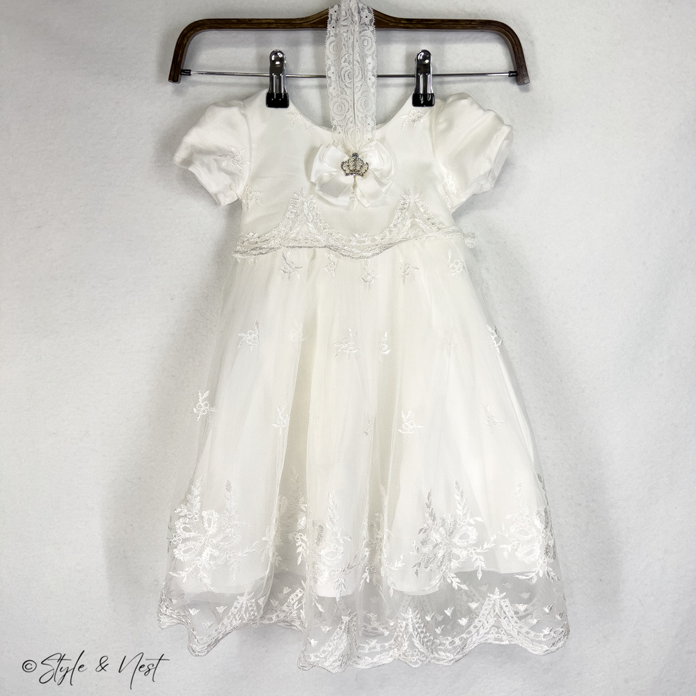 White Lace baptism/christening Dress for Kids